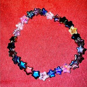 Beaded glass star stretchy bracelet